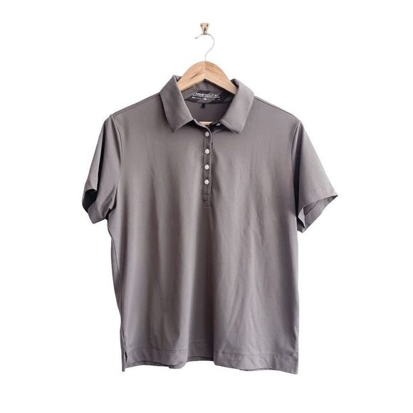Nike Golf Womens Top Collared Short Sleeve Dri-Fit Light Gray Brown XL - Picture 1 of 5